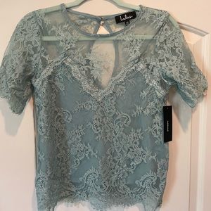 Lulus Lace Top in Sage - XS